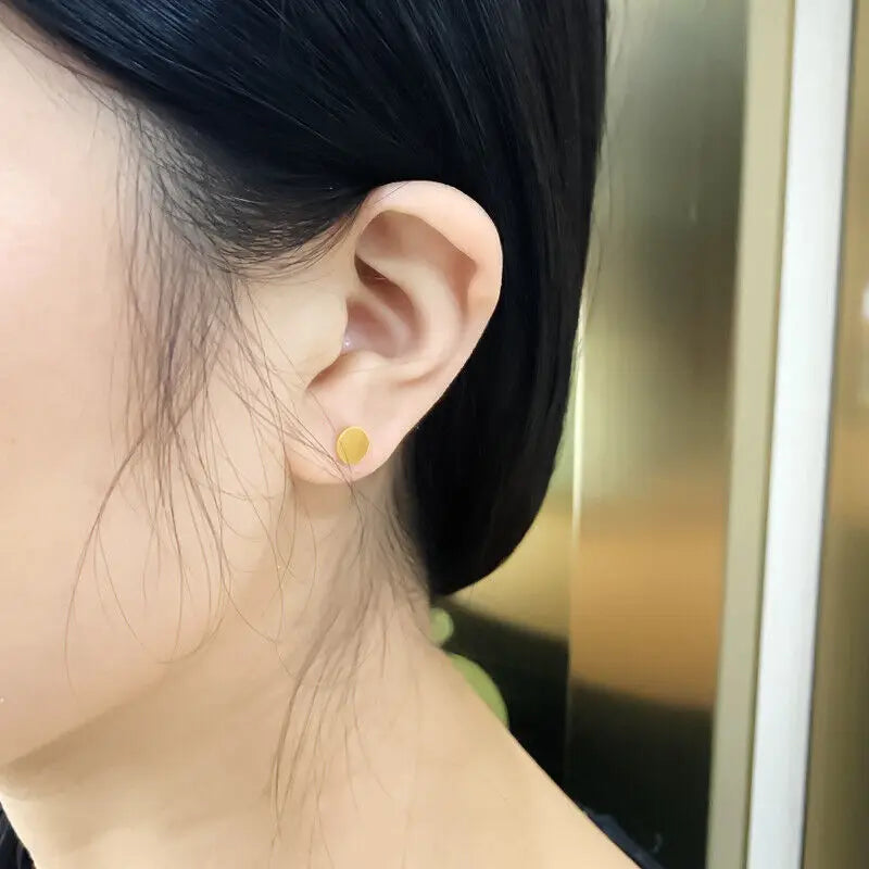 Pure 24K Yellow Gold Earrings Stud For Women Beauty Rose Flower Earrings 9mm Size