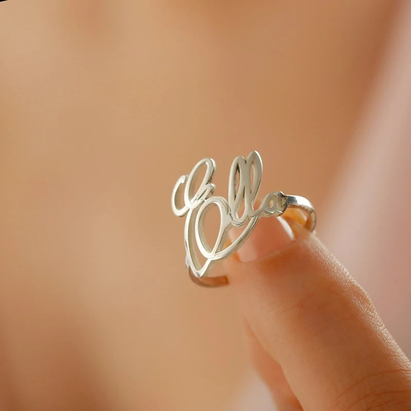 Bagues de fiançailles délicates et personnalisées en acier inoxydable avec plaque signalétique personnalisée, cadeaux de mariage