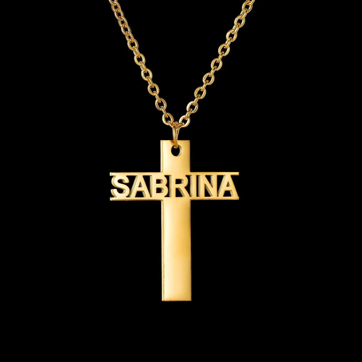 Acheerup Personalized Name Cross Necklace for Women Men Stainless Steel Customized Zircon Cross Pendant Jewelry Christian Gift