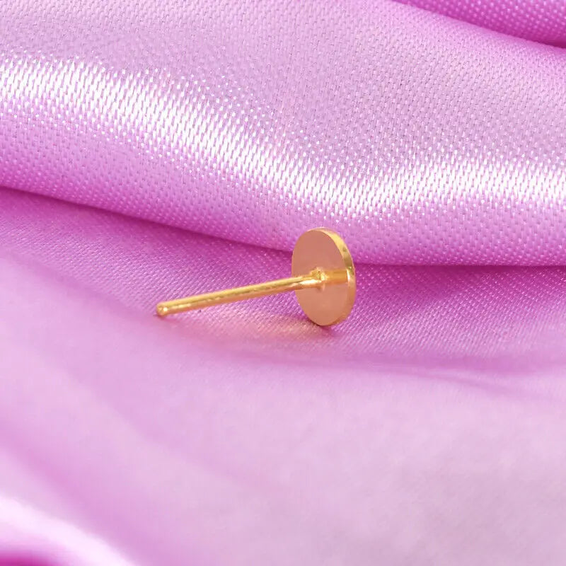 Pure 24K Yellow Gold Earrings Stud For Women Beauty Rose Flower Earrings 9mm Size