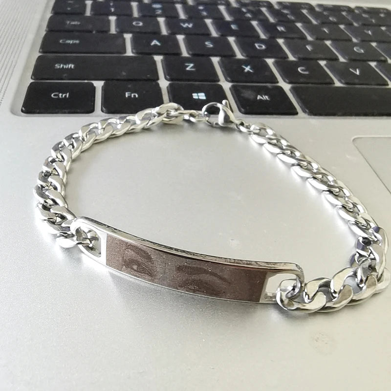 Custom Logo Inscription Eyes Engrave Stainless Steel Bracelet Women Personalized For Men Id Bracelet Dropshipping