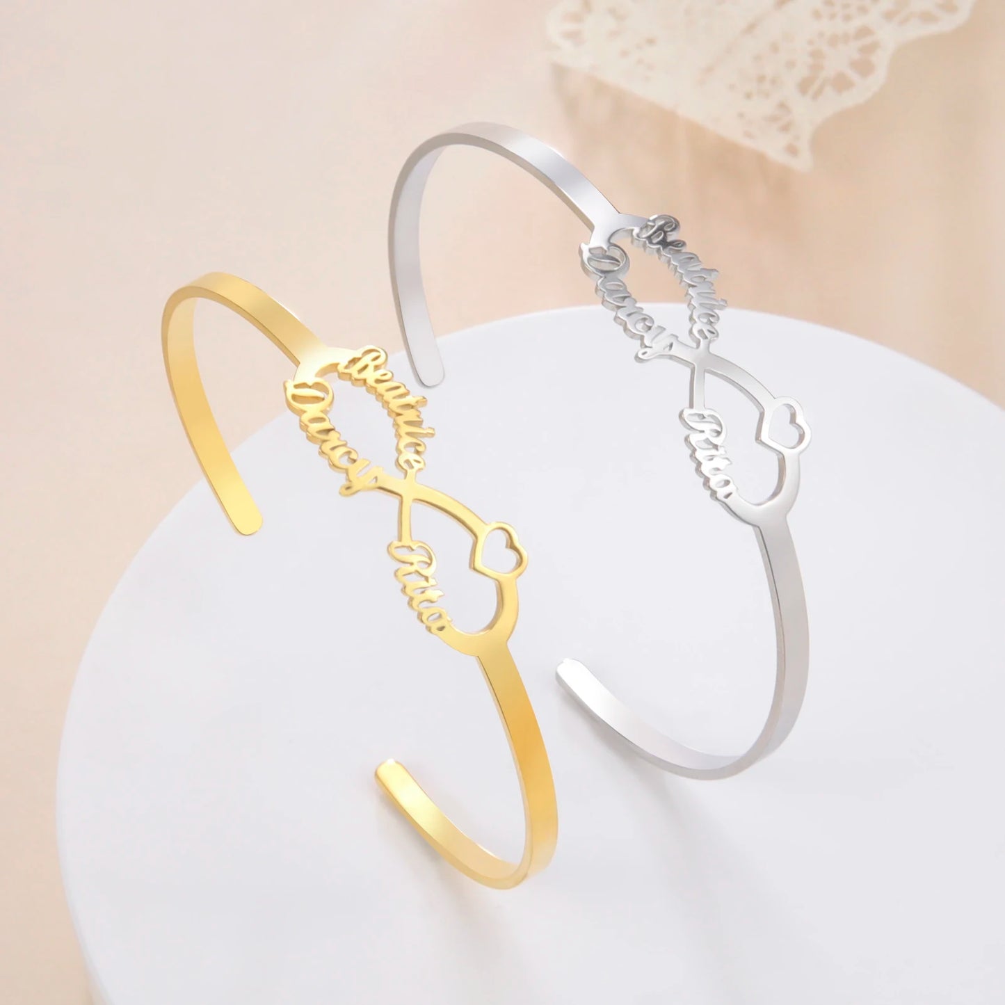 Custom Name Infinity Bracelet For Women Personalized Bangle Stainless Steel Jewelry Couple Bracelet Valentins Day Gift