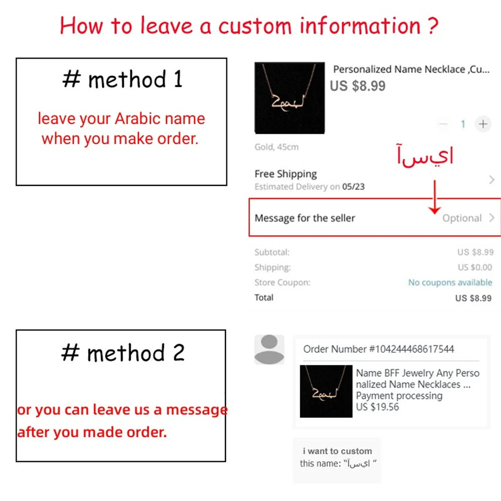 Customized Arabic Name Necklaces for Women Personalized Stainless Steel Collar Islamic Necklaces Jewelry Best Mother's Day Gift