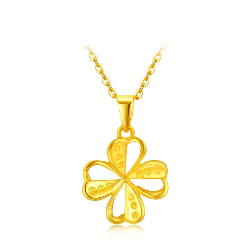 24K Pure Gold Pendant Real AU 999 Solid Gold Charm  Beautiful  Heart Classic Fine Jewelry