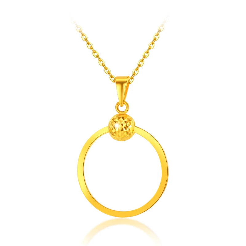 24K Pure Gold Pendant Real AU 999 Solid Gold Charm Beautiful Round Classic Fine Jewelry