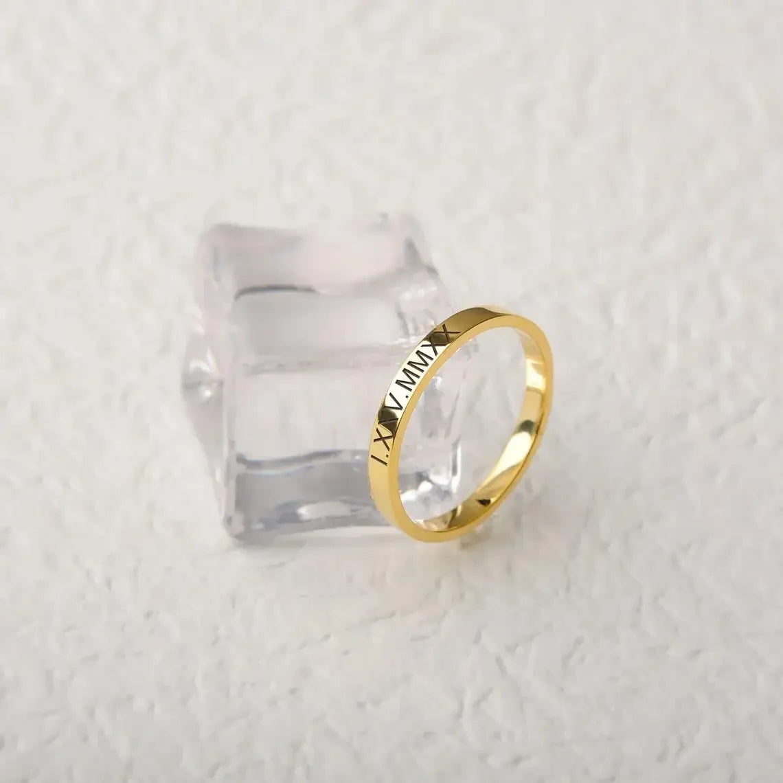 Bague personnalisée avec mot à l'intérieur et à l'extérieur, gravure délicate, nom personnalisé, bague empilable, unisexe, promesse d'éternité, cadeaux commémoratifs d'anniversaire