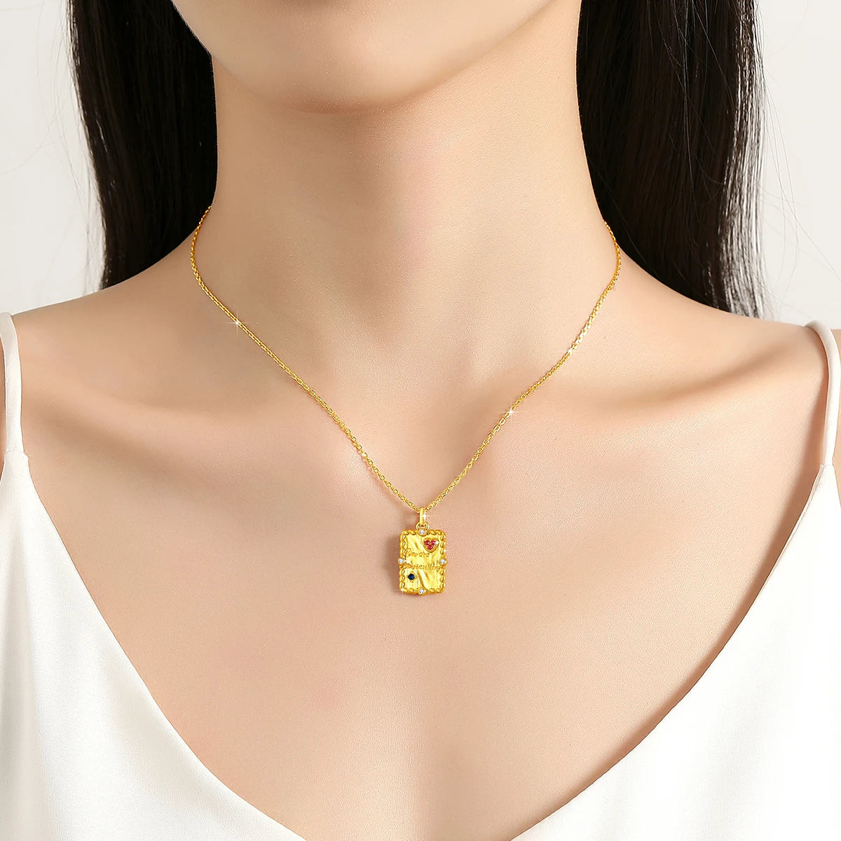 Real 18K Gold Red Corundum Pendant Necklaces for Women Anniversary Party Gift AU750 Fine Jewelry With Certificate