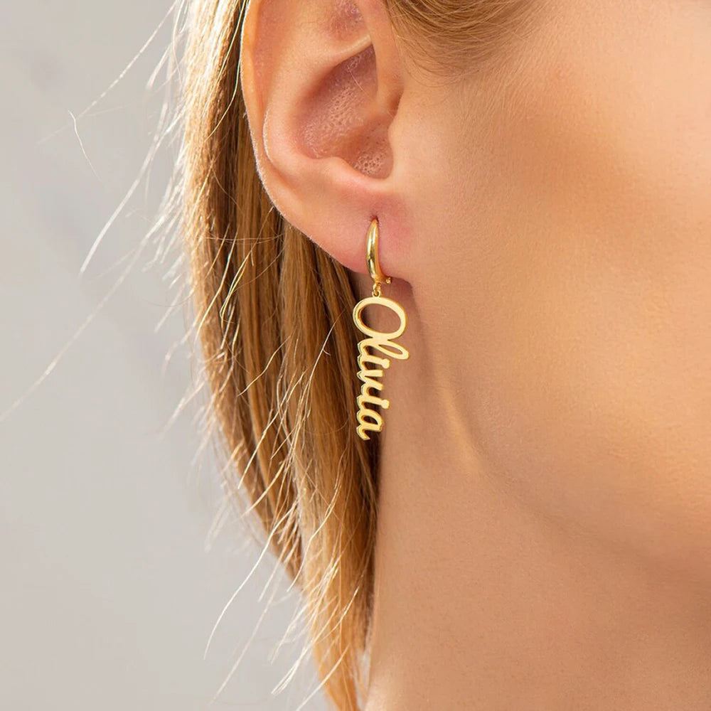 Custom English Earrings Made of Stainless Steel for Mother's Day Gift for Mom or Girlfriend
