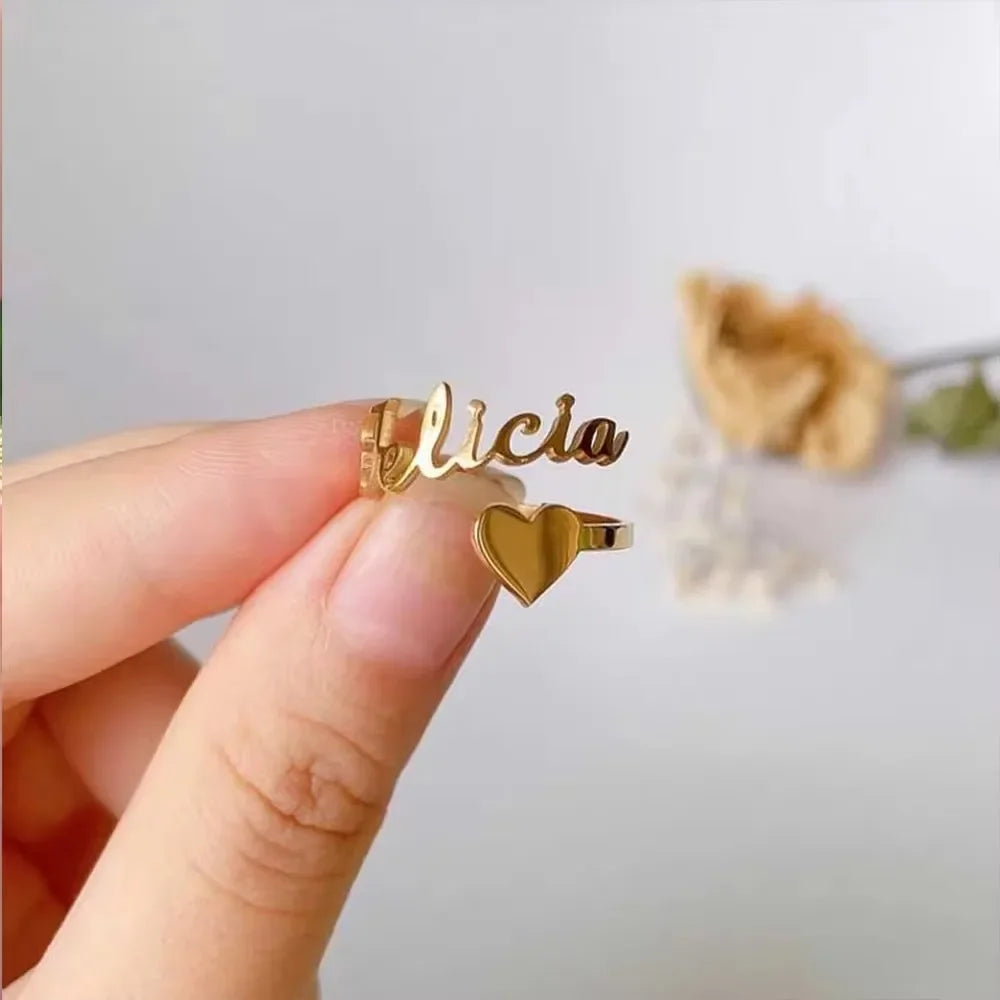 Bagues personnalisées pour couple avec double nom Bague réglable à la mode pour hommes Bijoux en acier inoxydable pour femmes Cadeaux de Saint-Valentin