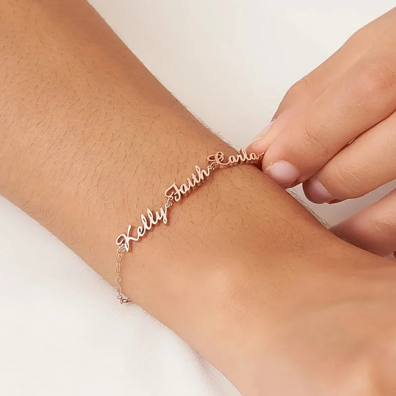 Custom Name Bracelet for Family Stainless Steel Customize Jewelry Gold Bracelets for Couples Birthday Party Gifts
