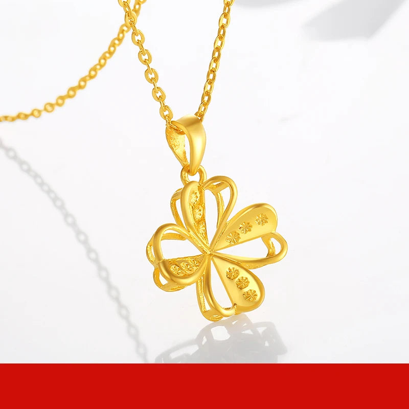 24K Pure Gold Pendant Real AU 999 Solid Gold Charm  Beautiful  Heart Classic Fine Jewelry