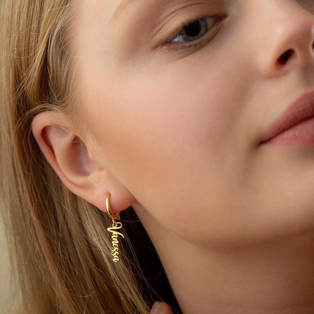 Custom English Earrings Made of Stainless Steel for Mother's Day Gift for Mom or Girlfriend