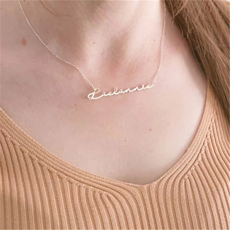 Custom Name Necklace Personalized Golden Choker Stainless Steel Necklaces For Women Man Customized Jewelry Couple Gift