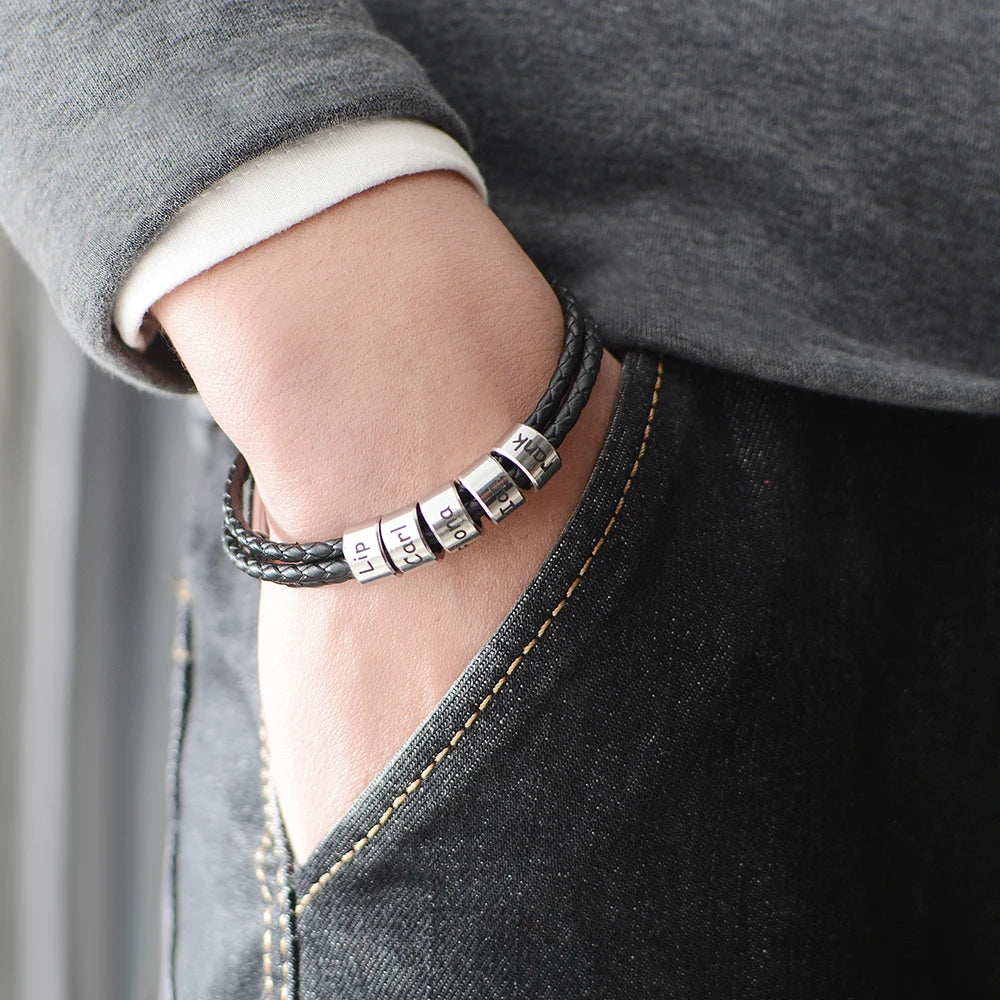 Personalized Stainless Steel Name Bracelet Laser Engrave Custom Men's Bracelet Gift for Boyfriend Husband Party Accessories 2024