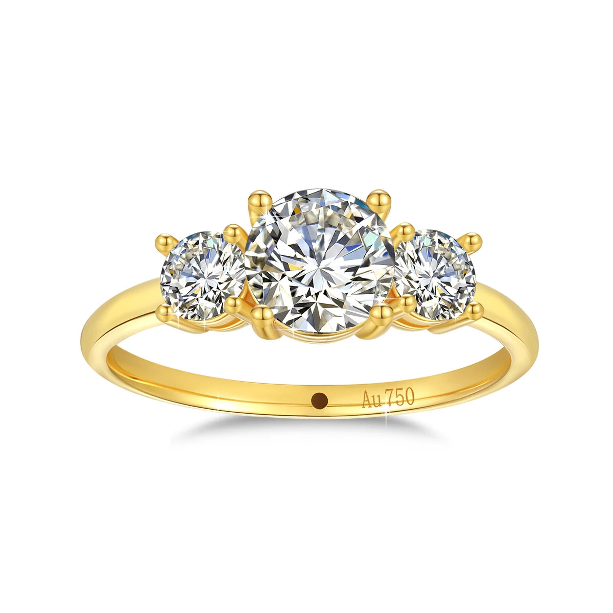 18k Gold Ring Moissanite For Women 3 Stone 100% Real Initial Luxury K Gold Jewelry Engagement Gift