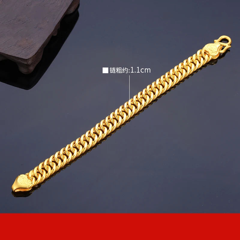 24K Pure Gold Bracelet Real 999 Solid Gold Bangle Generous Rich Men's Faucet Ouch Classic  Jewelry