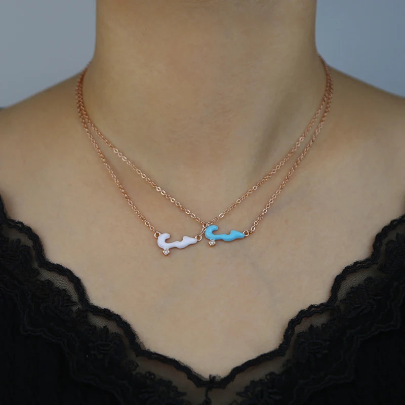 Micro Pave 5A CZ Pastel Enamel Small Arabic Love Letter Charm Necklace 2023 Valentine's Day Gift Fashion Jewelry