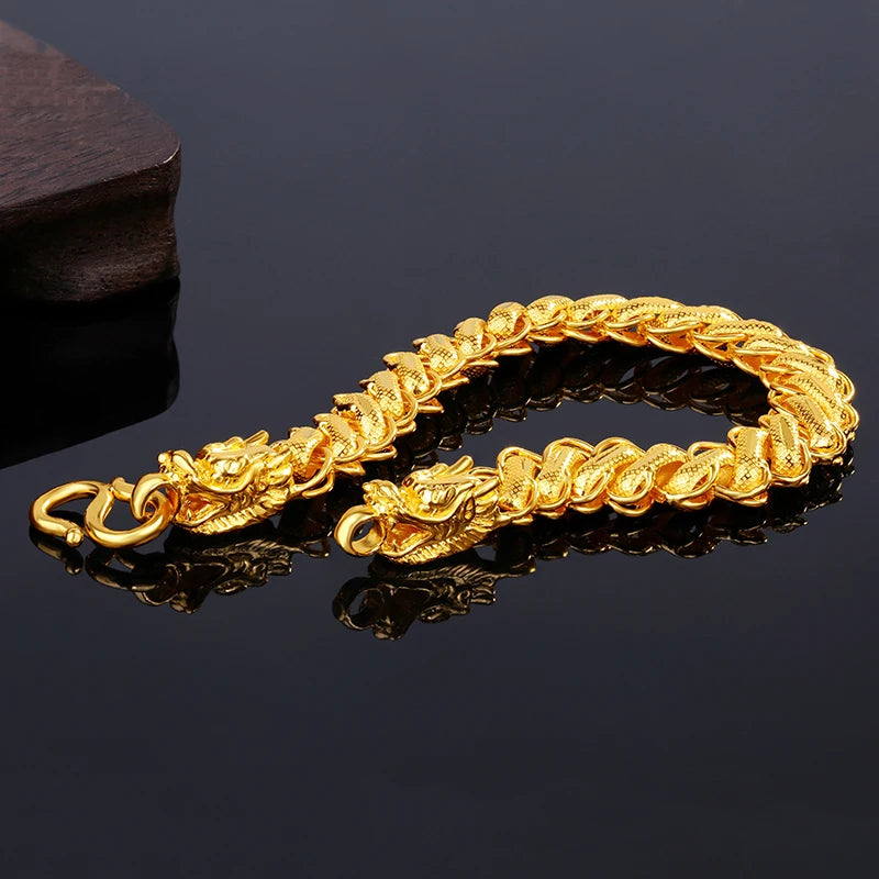 24K Pure Gold Bracelet Real 999 Solid Gold Bangle Generous Simple Fashion Men's Classic Jewelry