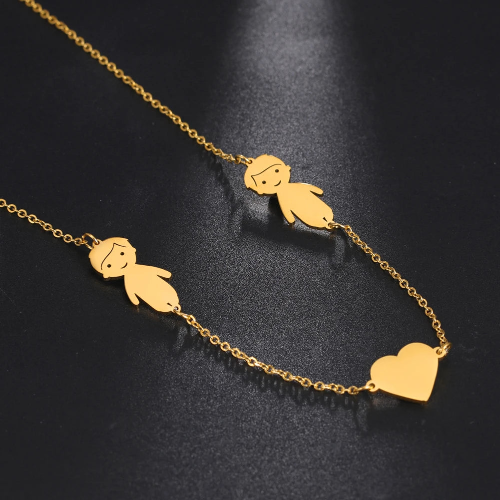 Collier personnalisé avec hameçon, nom personnalisé, garçon, fille, enfant, chaîne, cœur, cadeau familial pour femme et homme, bijoux en acier inoxydable