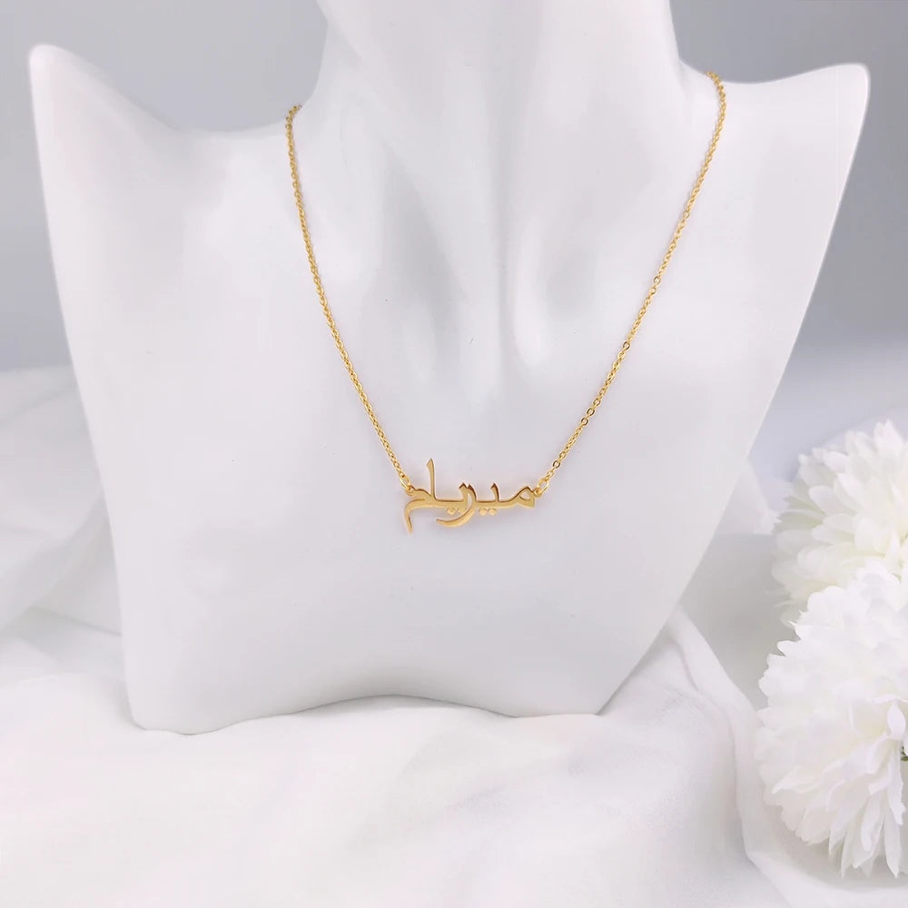 Customized Arabic Name Necklace Stainless Steel Nameplate Pendant Ethnic Necklace for Women Jewelry Personalized Gift