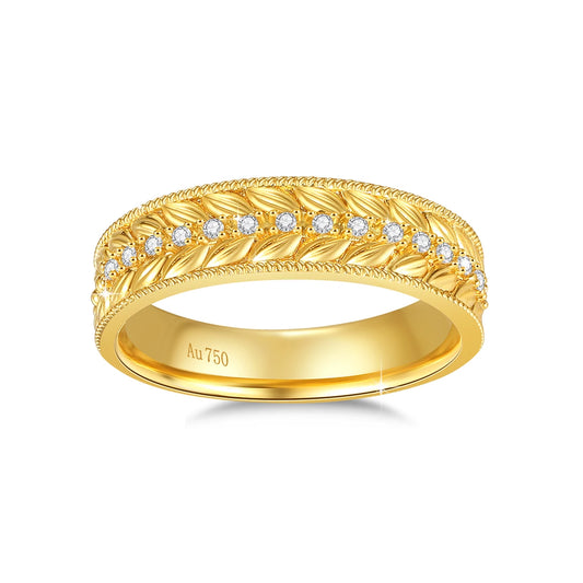 100% 18K Gold Ring AU750 Moissanite Diamond Ring for Man Women Wedding Anniversary Engagement Gift High Jewelry