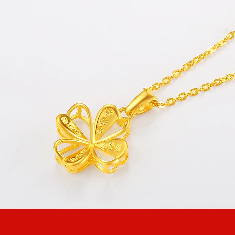 24K Pure Gold Pendant Real AU 999 Solid Gold Charm  Beautiful  Heart Classic Fine Jewelry