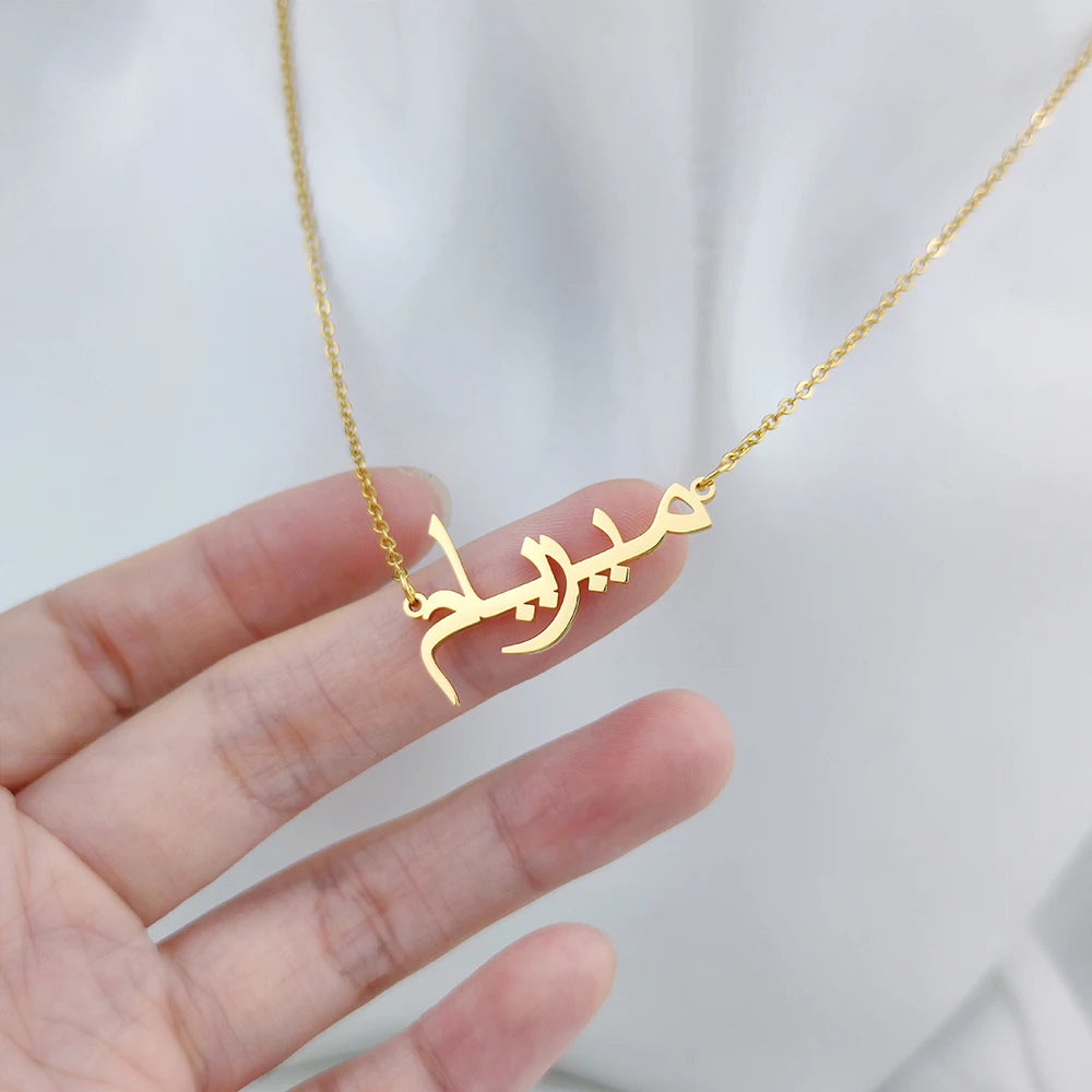 Customized Arabic Name Necklace Stainless Steel Nameplate Pendant Ethnic Necklace for Women Jewelry Personalized Gift