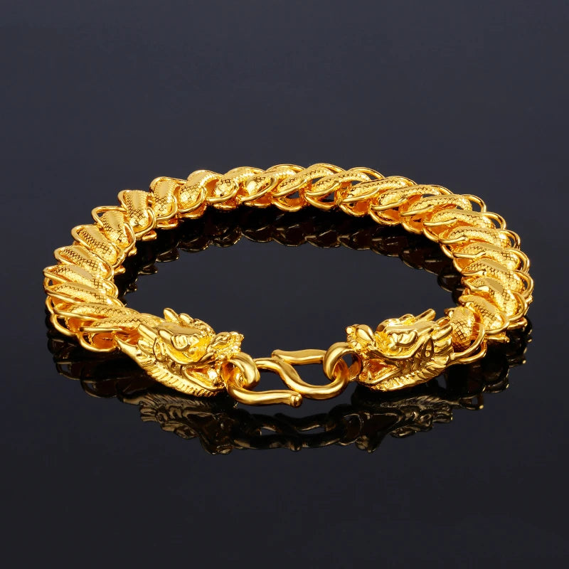 24K Pure Gold Bracelet Real 999 Solid Gold Bangle Generous Simple Fashion Men's Classic Jewelry