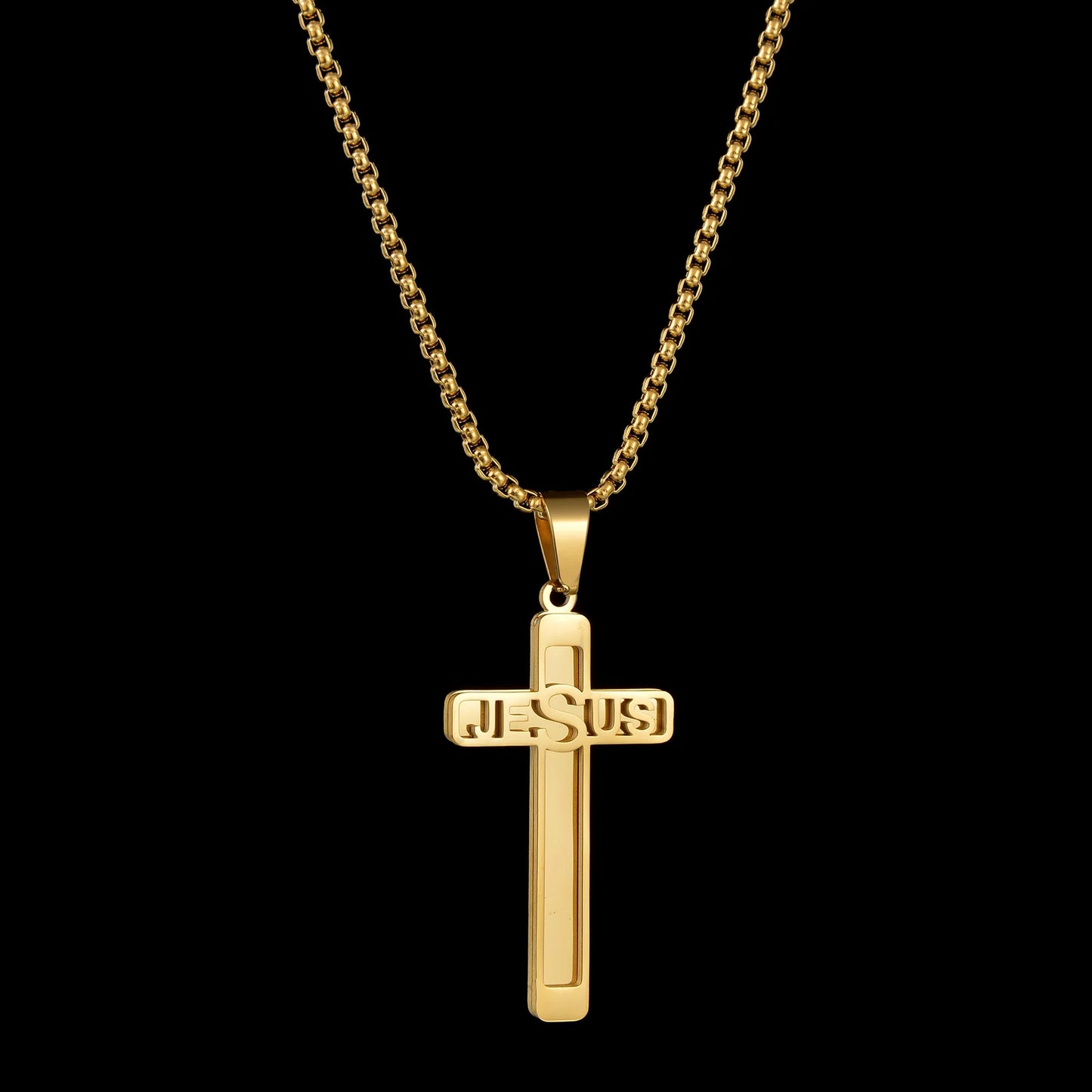 Acheerup Personalized Name Cross Necklace for Women Men Stainless Steel Customized Zircon Cross Pendant Jewelry Christian Gift