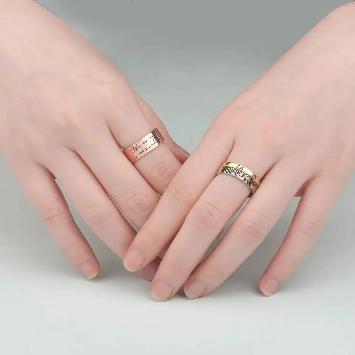 Bague personnalisée avec mot à l'intérieur et à l'extérieur, gravure délicate, nom personnalisé, bague empilable, unisexe, promesse d'éternité, cadeaux commémoratifs d'anniversaire