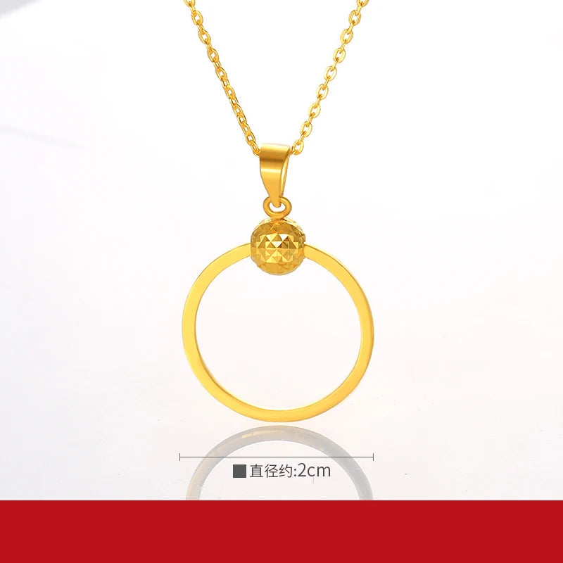 24K Pure Gold Pendant Real AU 999 Solid Gold Charm Beautiful Round Classic Fine Jewelry