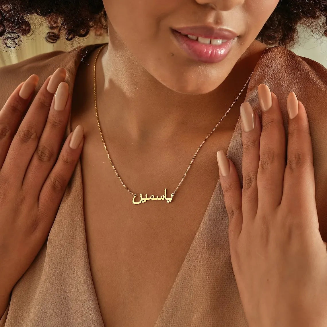 Islamic Jewelry Custom Charm Arabic Name Necklace Women Personalized Persian Name Choker Necklace Gifts For Yourself Friends