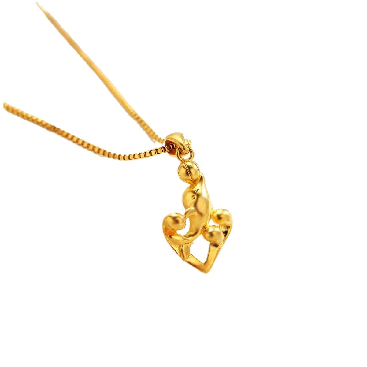 AU999 gold jewelry necklace dolphin pendant womens necklace pendant 24K pure gold necklace gold