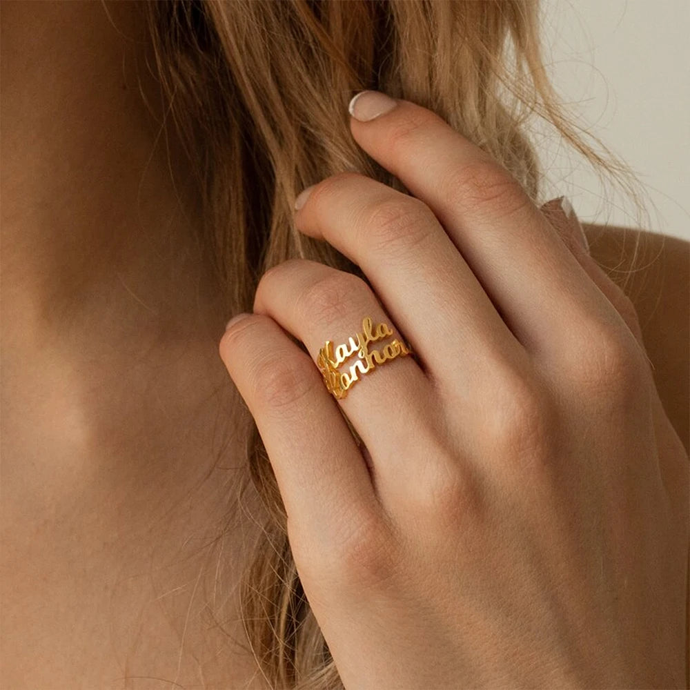 Bague réglable personnalisée pour femme avec 1 à 3 noms, anneau ouvert personnalisé en acier inoxydable, bijoux, cadeau pour le jour du souvenir