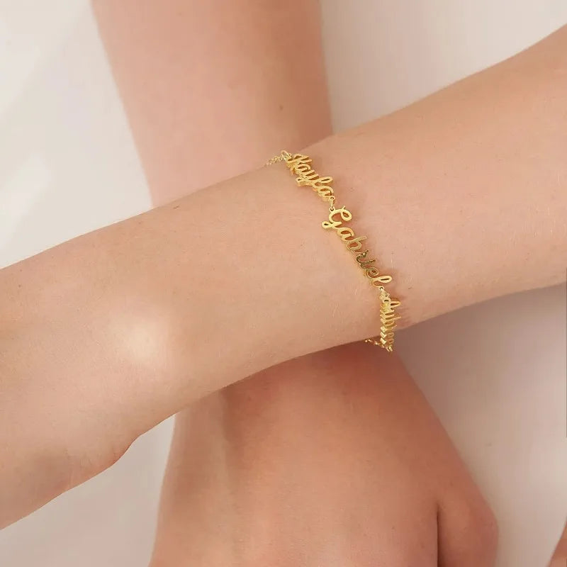 Custom Name Bracelet for Family Stainless Steel Customize Jewelry Gold Bracelets for Couples Birthday Party Gifts
