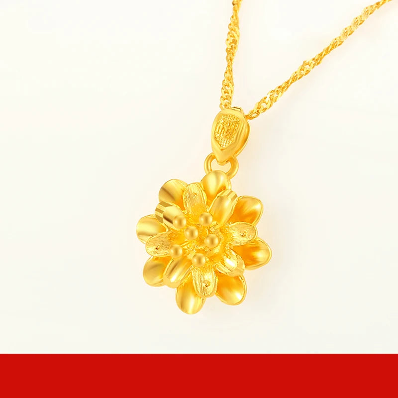 24K Pure Gold Pendant Real AU 999 Solid Gold Charm Lucy Bead Beautiful  Trendy Classic Party Fine Jewelry
