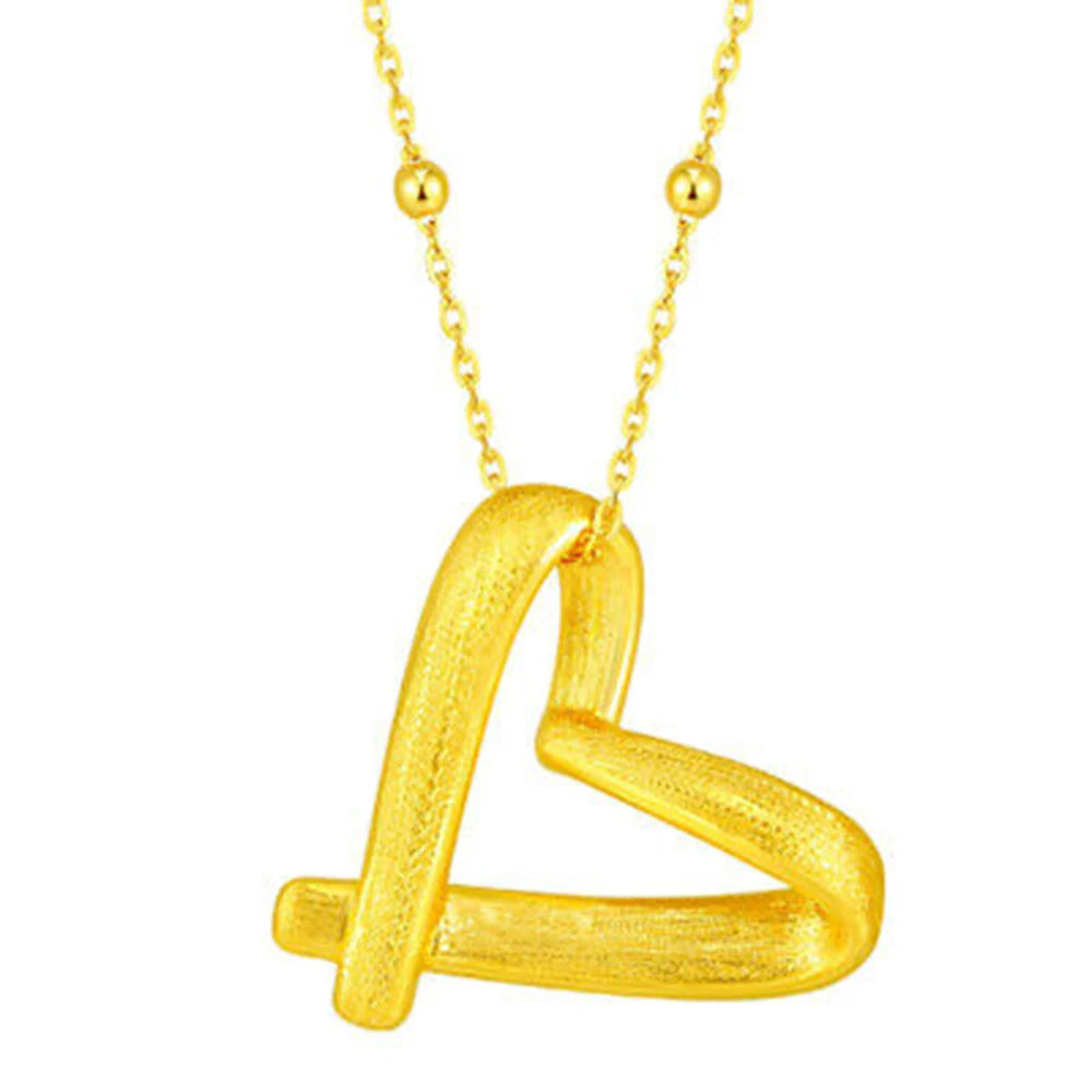 999 Pure 24K Yellow Gold Pendant For Women 3D Brushing Crafts Loving Heart /1.1g