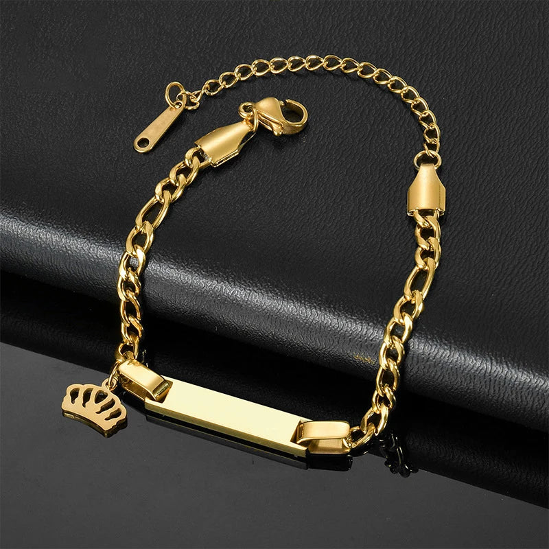 Gold Plated Personalized Baby Bracelet Customized Name Jewelry Nameplate Engraved Bangle Children's Jewelry for Boy Girls Gift