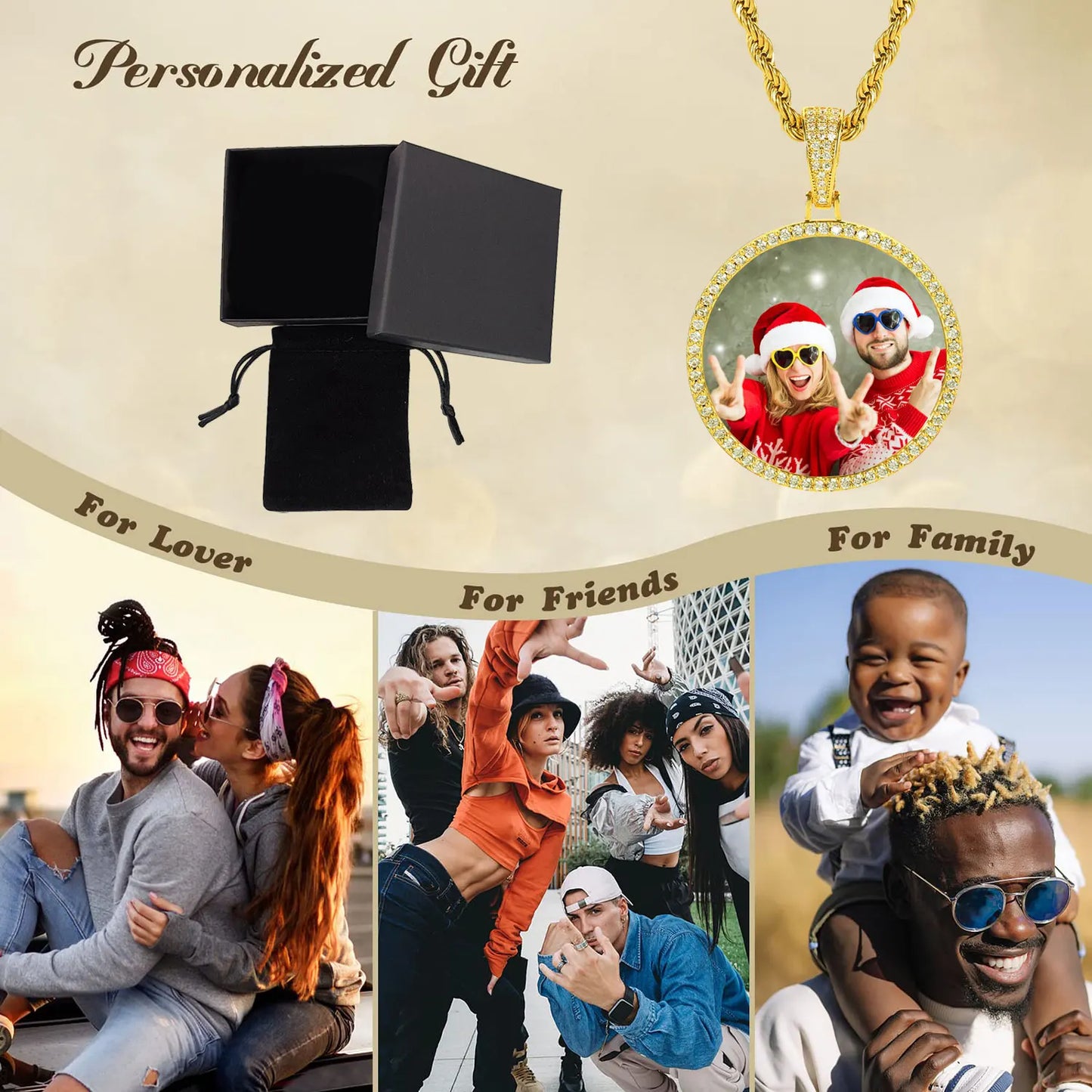 Hip Hop Jewelry Custom Blank Photo Memory Biggest Pendant Men Women 18k Gold Plated Iced Out Zircon Diamond Picture Necklace