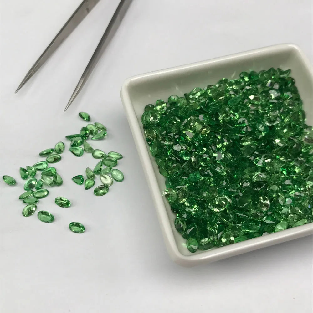 Natural Tsavorite Loose Gemstone Pear 4*6mm Good Color for Silver Gold DIY Jewelry Making Mounting