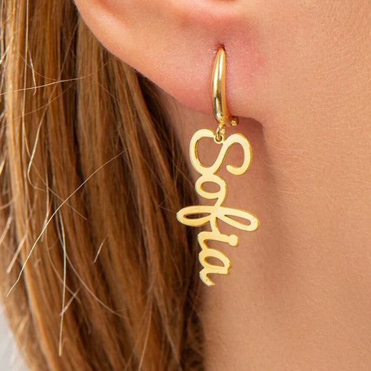 Custom English Earrings Made of Stainless Steel for Mother's Day Gift for Mom or Girlfriend
