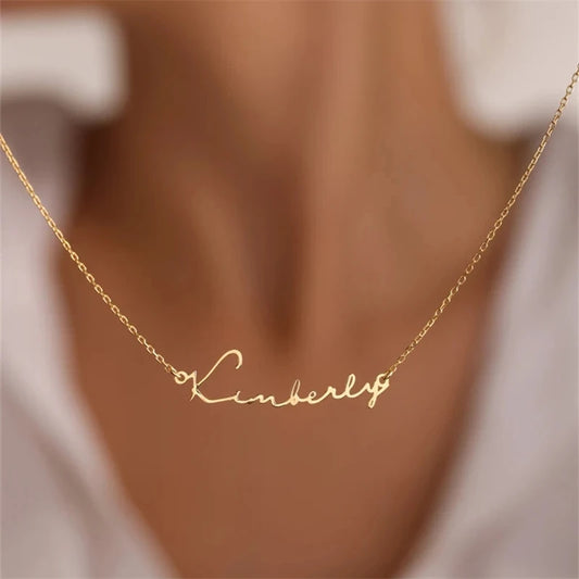 Custom Name Necklace Personalized Golden Choker Stainless Steel Necklaces For Women Man Customized Jewelry Couple Gift