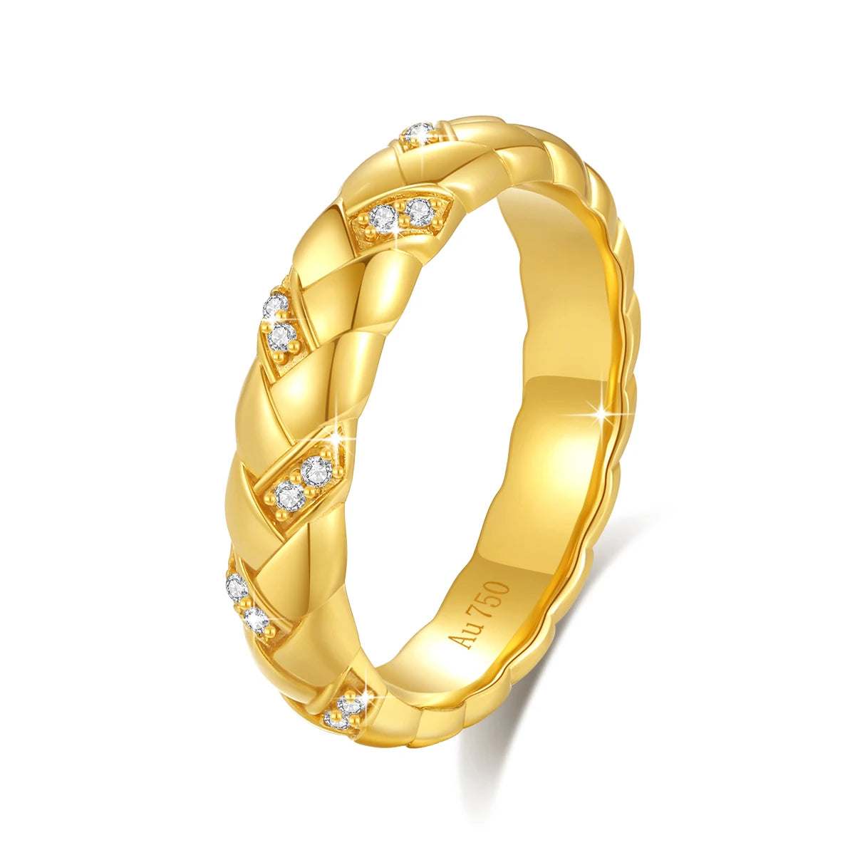 18K Gold Moissanite Rings 100% Genuine AU750 for Women Wedding Anniversary Classic Engagement Gift High Jewelry with Certificate