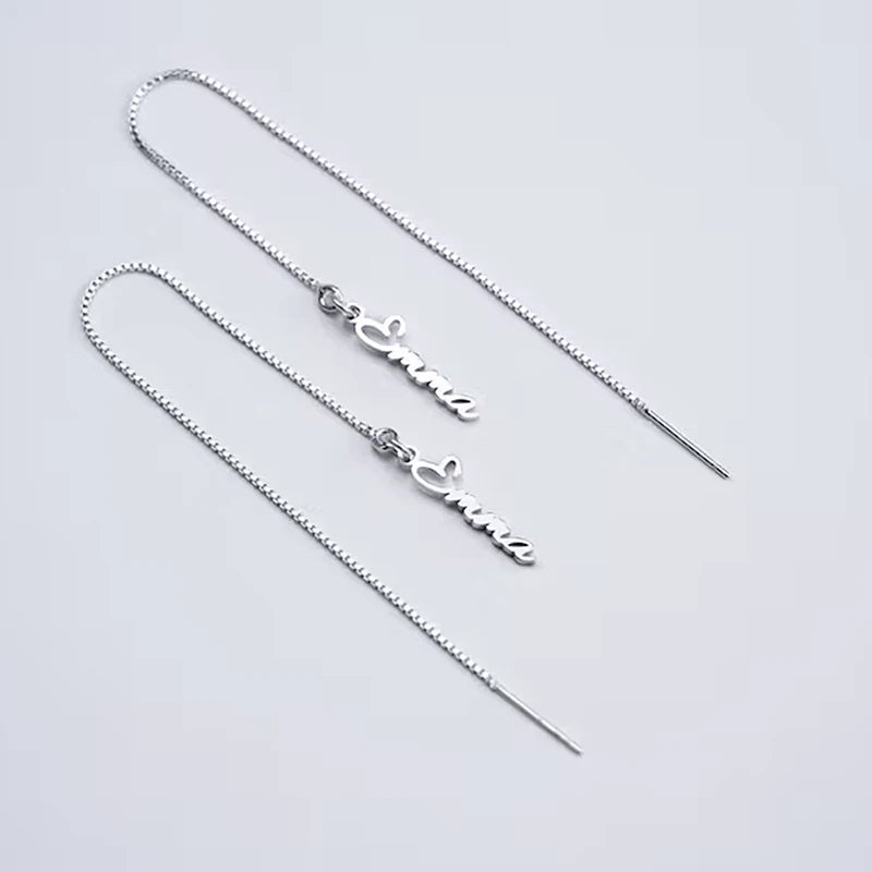 Personalised Chains Tassel Earrings for Women a pair Custom Name Pandent Linear Threader Girls Earrings Stainless Steel Jewelry