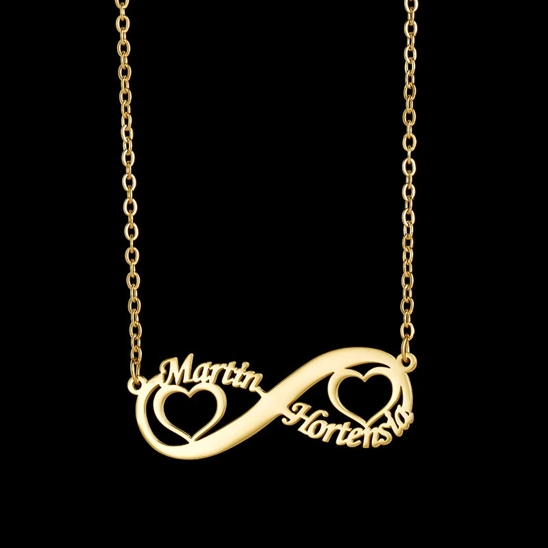 Auxauxme Colliers Personnalisés avec Nom pour Femmes en Acier Inoxydable Pendentif Coeur Infini Personnalisé Couple Ami Bijoux Cadeaux