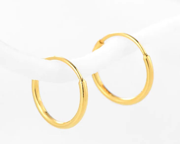 24k pure gold earrings for women 999 real gold hoop earring round circle earrings 10mm 12mm
