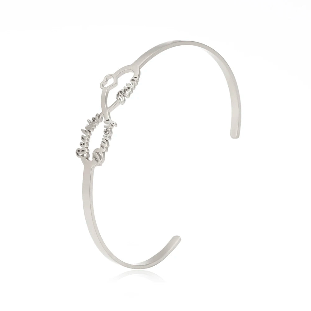 Custom Name Infinity Bracelet For Women Personalized Bangle Stainless Steel Jewelry Couple Bracelet Valentins Day Gift