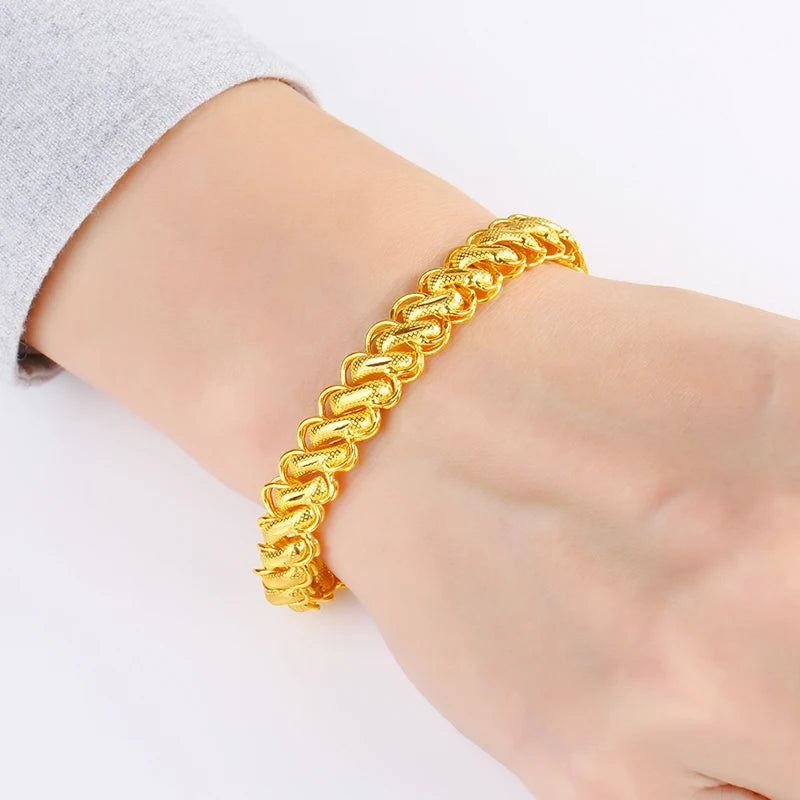 24K Pure Gold Bracelet Real 999 Solid Gold Bangle Generous Simple Fashion Men's Classic Jewelry