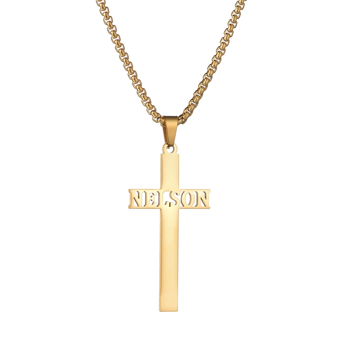 Acheerup Personalized Name Cross Necklace for Women Men Stainless Steel Customized Zircon Cross Pendant Jewelry Christian Gift