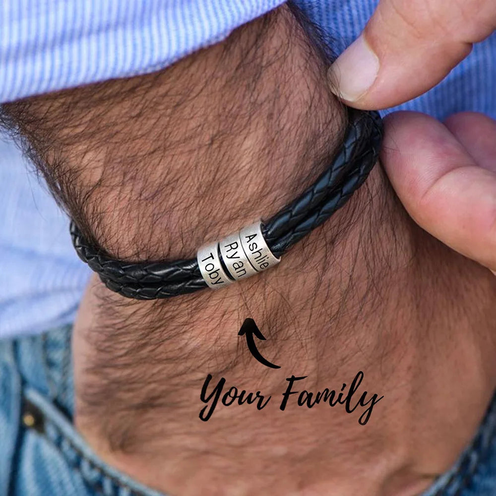 Personalized Stainless Steel Name Bracelet Laser Engrave Custom Men's Bracelet Gift for Boyfriend Husband Party Accessories 2024